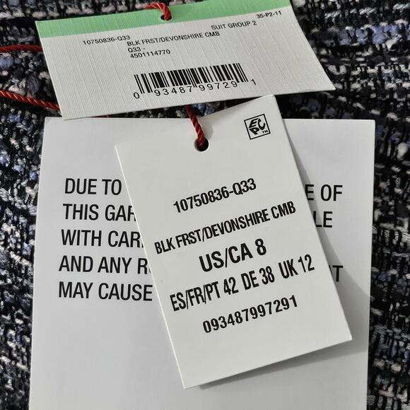 2/$30 Anne Klein Blue Tweed Textured Pencil Skirt Size 8 - Picture 8 of 9